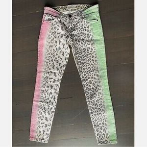 NWT Current/Elliott The Stiletto in Multi Airbrush Leopard Jeans